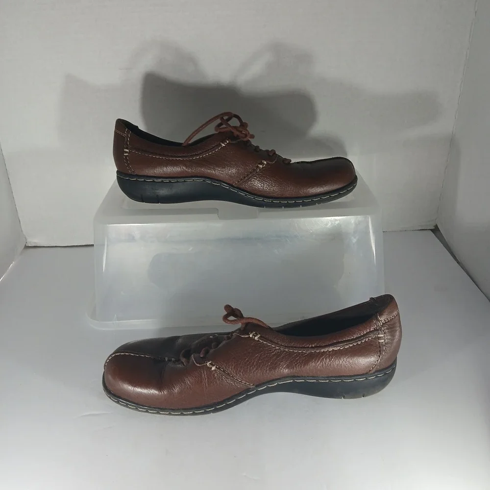 Clarks Bendables‎ Leather Oxfords 7M Brown Lace Up Comfort Professional Shoes